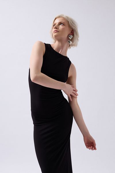 Black Fashion Halter Neck Maxi Casual Black Dress