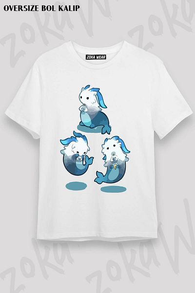 ZOKAWEAR Μπλουζάκι Genshin Impact Dragon Neuvillette με στάμπα Unisex Oversize