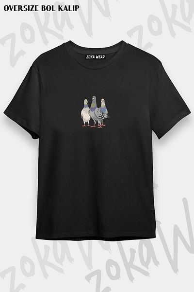 ZOKAWEAR Unisex Oversize Mold Pigeons, Εκτροφή περιστεριών, Σχεδιασμός εμπριμέ μπλουζάκι