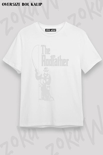 ZOKAWEAR Unisex Oversize kroj Mold The Rodfather Fishing Design Štampano majica