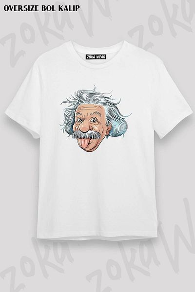 ZOKAWEAR Μπλουζάκι με στάμπα Unisex Oversize με σχέδιο Albert Einstein