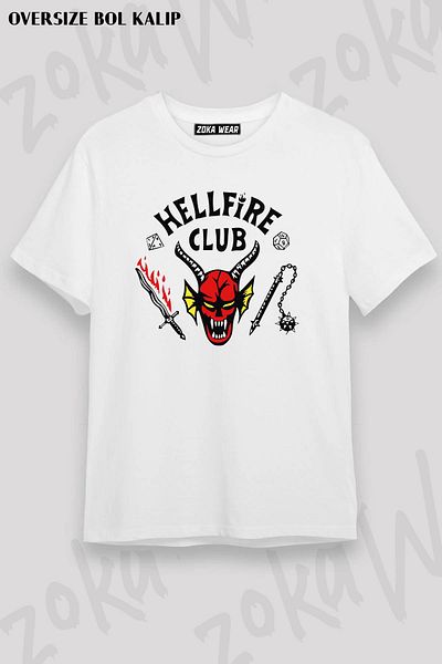 ZOKAWEAR Tricou supradimensionat unisex Hellfire Club Stranger Things