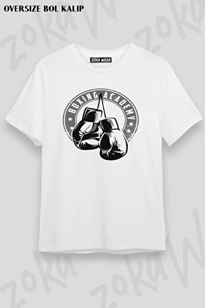 ZOKAWEAR تي شيرت مطبوع بتصميم أكاديمية الملاكمة مقاس كبير للجنسين