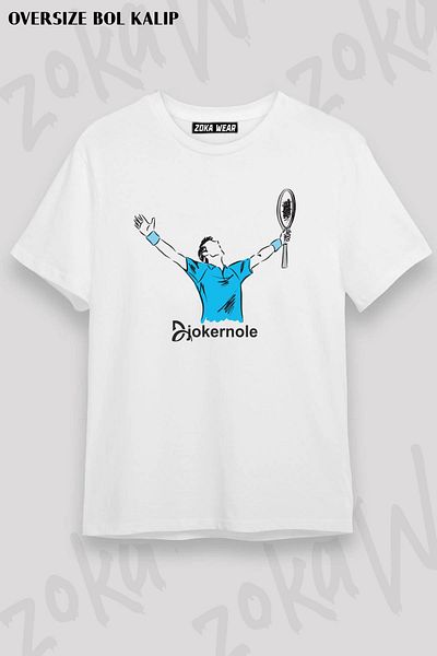 ZOKAWEAR Tricou unisex oversize cu design de tenis cu imprimeu Novak Djokovic Nole
