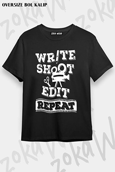 ZOKAWEAR Tricou imprimat unisex oversize, cu design de director de film