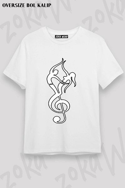 ZOKAWEAR Μπλουζάκι με στάμπα Unisex Oversize Μουσική Νότα