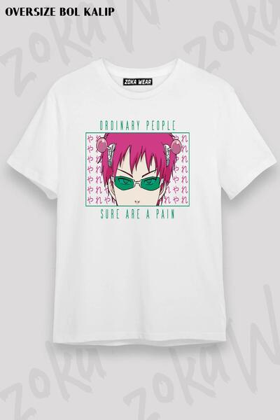 ZOKAWEAR تي شيرت مطبوع بتصميم Saiki Kusuo مقاس كبير للجنسين