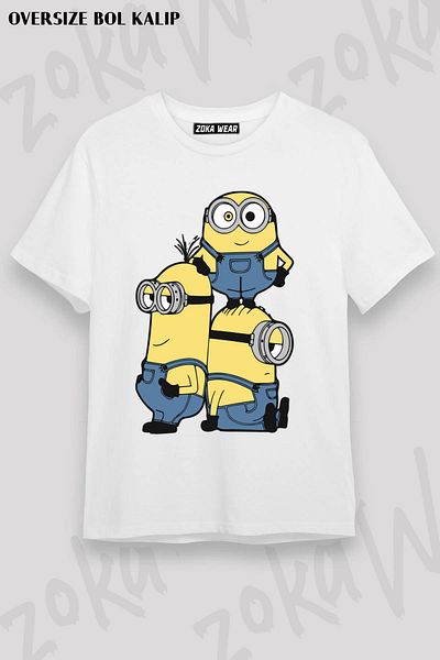 ZOKAWEAR Μπλουζάκι με στάμπα Unisex Oversize Fit Minions Design