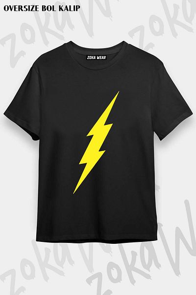 ZOKAWEAR Tricou imprimat unisex oversize The Flash Lighting Design