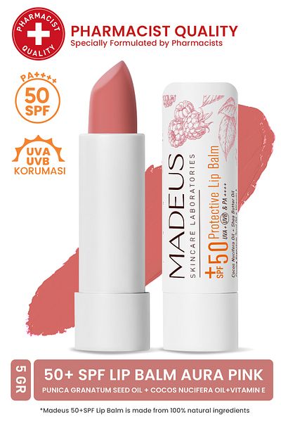 MADEUS Aurora Pink Colored - Spf+50 Intensive Moisturizing Lip & Cheek Balm 5 Gr