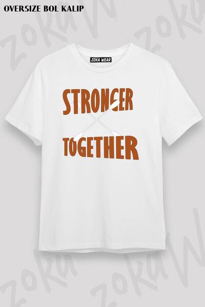 ZOKAWEAR Unisex Oversize Fit Stronger Together, Μπλουζάκι με στάμπα με σχέδιο...