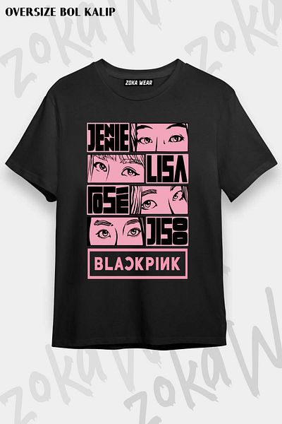 ZOKAWEAR Tricou unisex oversize cu imprimeu Comics Blackpink Design