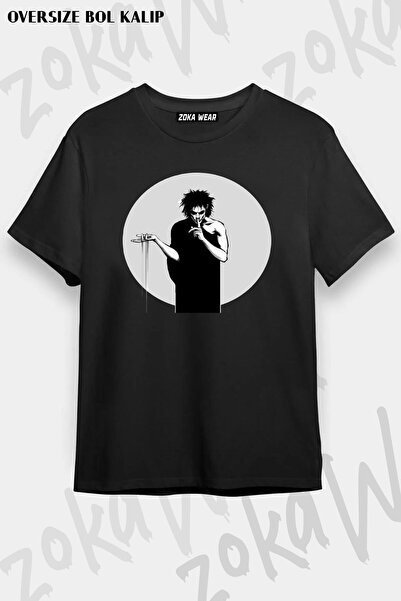 ZOKAWEAR تيشيرت مطبوع بتصميم ساندمان كبير الحجم للجنسين