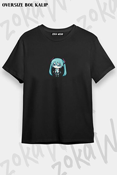 ZOKAWEAR Tricou unisex oversize cu imprimeu Hatsune Miku Chibi Design