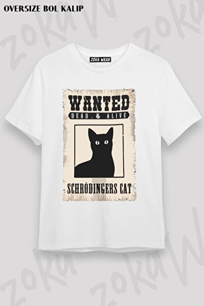 ZOKAWEAR Schrödinger's Cat Patterned Unisex Oversize Tshirt