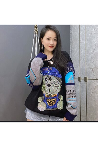 ARDSU Kadin Anime Taş İşlemeli Sweatshirt