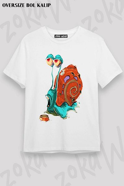ZOKAWEAR Μπλουζάκι με στάμπα Unisex Oversize Confused Snail Design