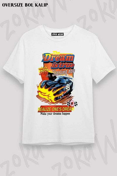 ZOKAWEAR Μπλουζάκι με στάμπα Unisex Oversize Dream Car Design