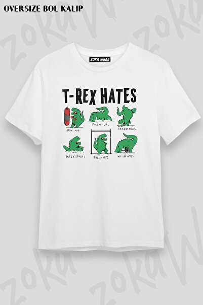 ZOKAWEAR Μπλουζάκι με στάμπα Unisex Oversize Fit Trex Athlete Gym Fitness Design