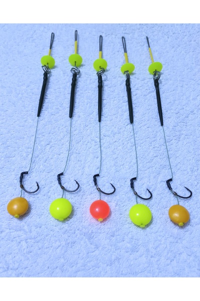 LittoCollection 5 Adet Küspe Telli Karışık Renkli Yassı Boncuklu Sazan rig Ta...