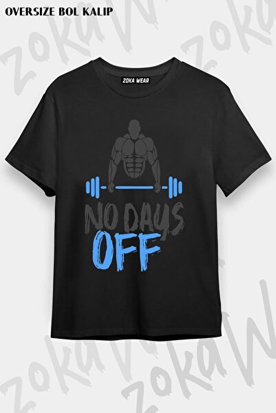 ZOKAWEAR Unisex Oversize Fit Sportsman Gym No Days Off Σχέδιο εμπριμέ μπλουζάκι