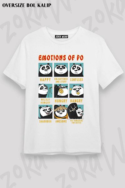 ZOKAWEAR Tricou unisex oversize cu imprimeu Kung Fu Panda
