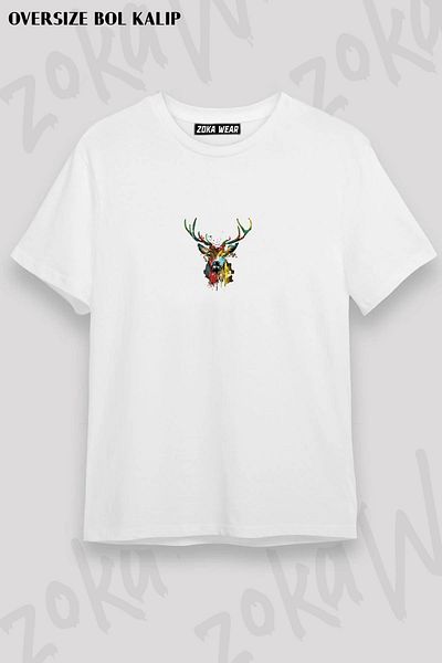 ZOKAWEAR Μπλουζάκι με στάμπα Unisex Oversize Χρώματα Deer Deer Design