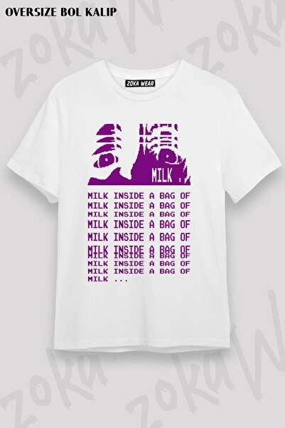 ZOKAWEAR Unisex Oversize Mold Milk într-o pungă de lapte Tricou imprimat cu d...
