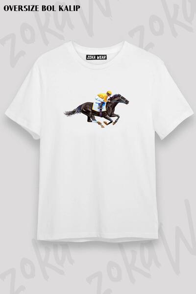 ZOKAWEAR Unisex Oversize Fit Horse and Rider Design Printed Tshirt