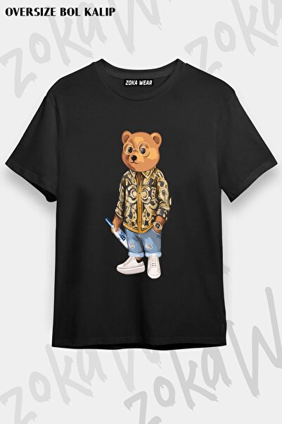 ZOKAWEAR Unisex Oversize kroj Mold Bad Boy Baron Cool Teddy Bear Design Štamp...