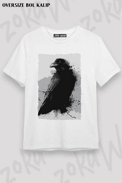 ZOKAWEAR Tricou unisex oversize cu imprimeu Crow v2 Design