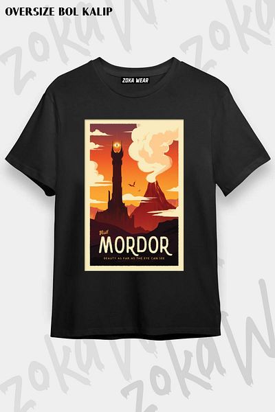 ZOKAWEAR Tricou unisex oversize cu imprimeu Visit Mordor Design
