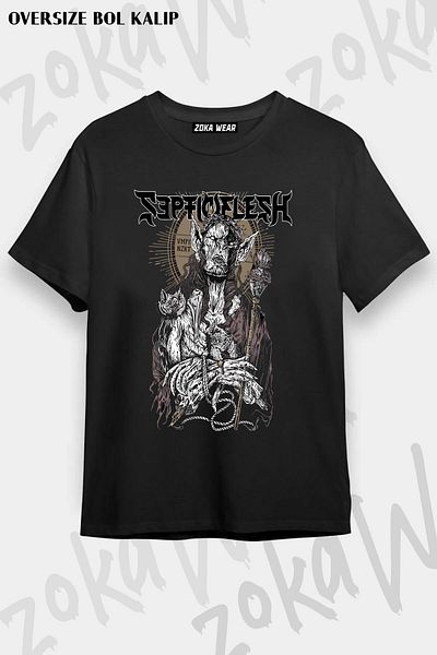 ZOKAWEAR Tricou imprimat unisex oversize Septicflesh 3 Design