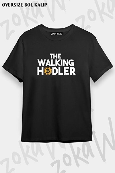 ZOKAWEAR Tricou unisex oversize cu imprimeu The Walking Hodler Bitcoin Design