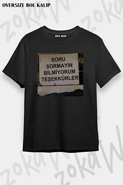 ZOKAWEAR Tricou imprimat unisex oversize, fără întrebări
