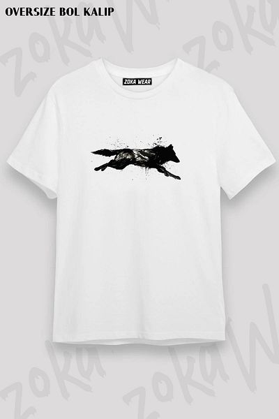 ZOKAWEAR Tricou imprimat unisex oversize Fit Nature Series 3 Wild Life Wolf Design
