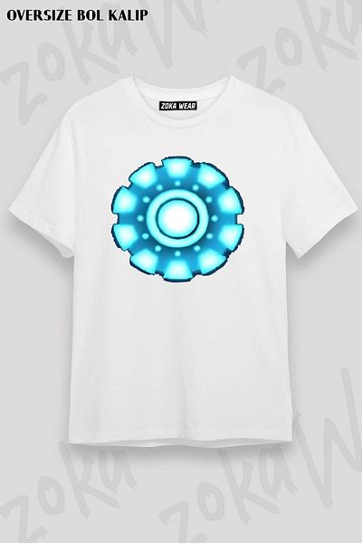 ZOKAWEAR Μπλουζάκι με στάμπα Unisex Oversize Iron Man Arc Reactor με κυκλικό σχέδιο