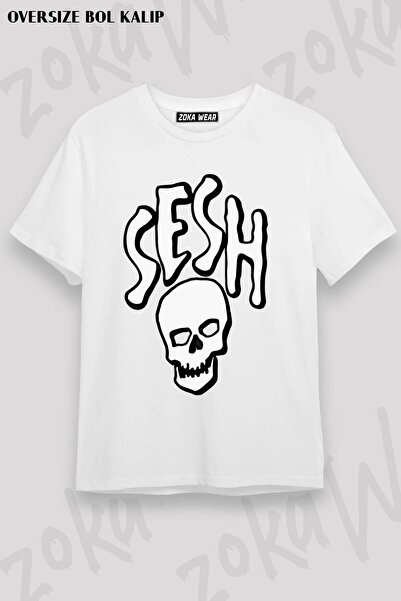 ZOKAWEAR Tricou cu imprimeu unisex oversize TEAM SESH WHITE LOGO