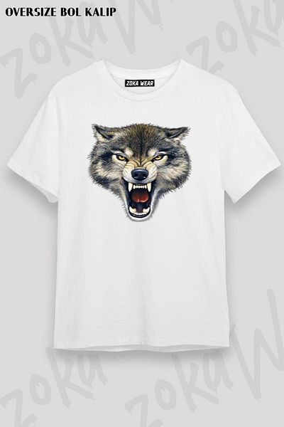 ZOKAWEAR Μπλουζάκι με στάμπα Unisex Oversize Rage Wolf Wolf Design