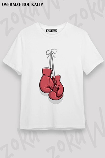 ZOKAWEAR Tricou imprimat unisex oversize cu mănuși de box
