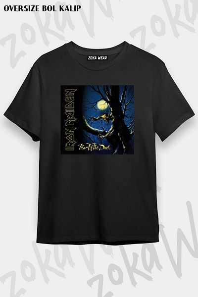 ZOKAWEAR Tricou unisex oversize cu imprimeu Iron Maiden Fear Design