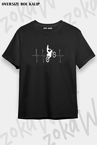 ZOKAWEAR Tricou imprimat unisex oversize Fit Cross Engine Heart Rhythm Design