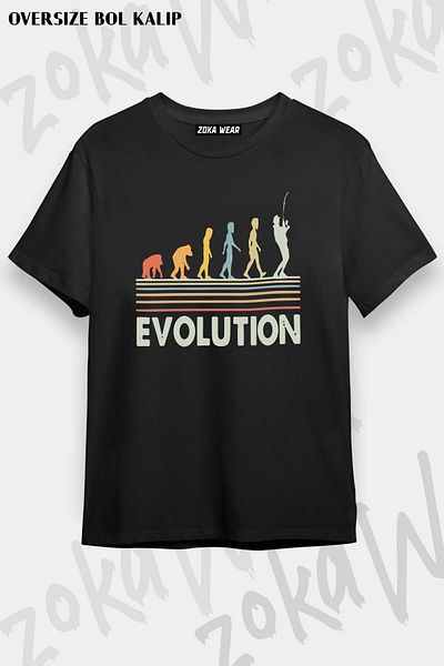ZOKAWEAR Tricou unisex oversize cu imprimeu Fisherman Evolution Evolution Design