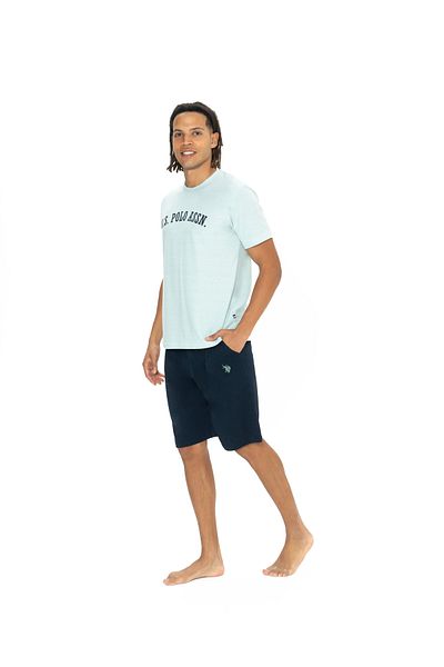 U.S. Polo Assn. Set pentru bărbați, licențiat, USPA, (mentă), mânecă scurtă, pantaloni scurți