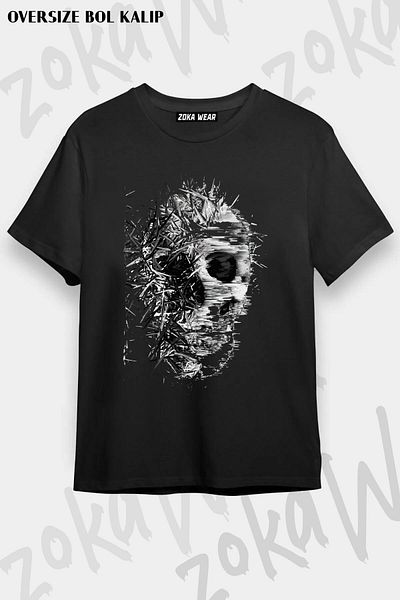 ZOKAWEAR Μπλουζάκι με στάμπα Unisex Oversize Skull Design