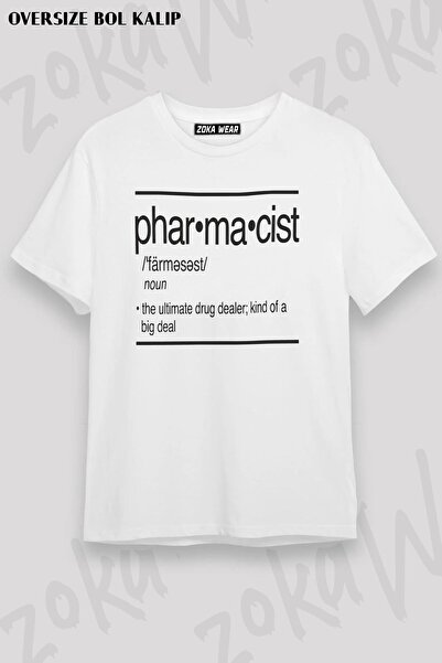 ZOKAWEAR Tricou imprimat unisex oversize cu design farmacist