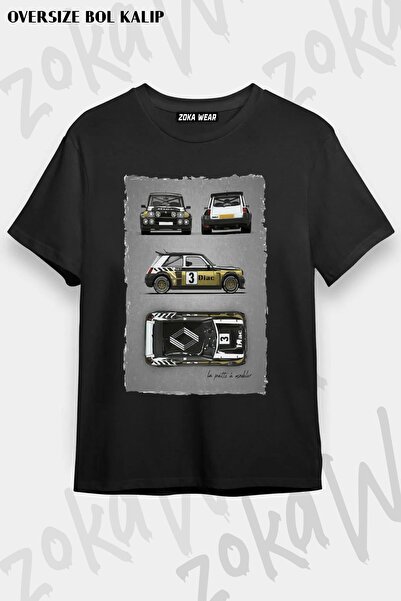 ZOKAWEAR تيشيرت مطبوع بتصميم ماكسي توربو مقاس كبير للجنسين