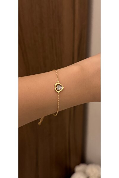 KAD COLLECTION Minimal Pinterest Gold Bracelet with Heart