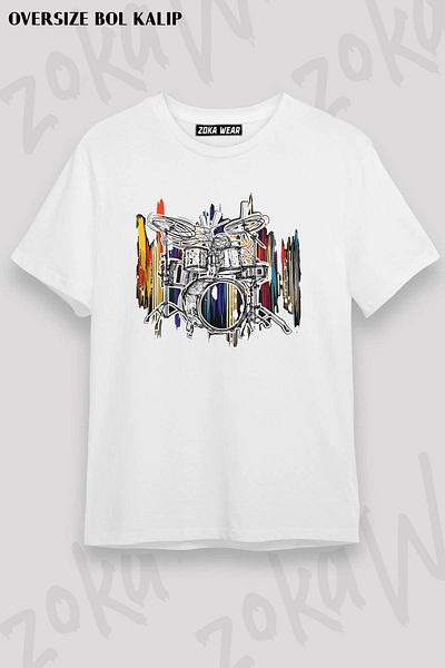 ZOKAWEAR Tricou unisex oversize Drum v5 cu imprimeu