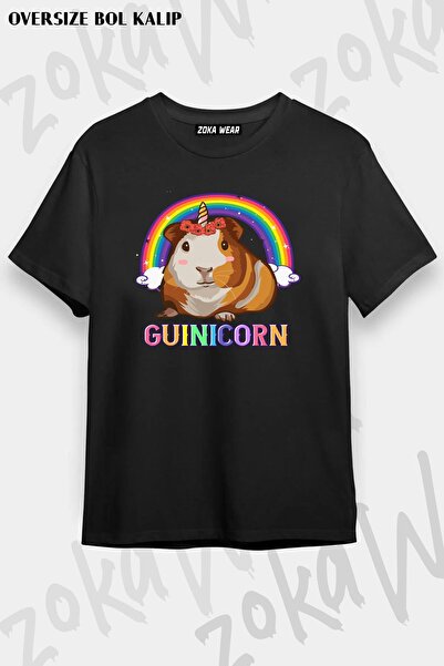 ZOKAWEAR Tricou oversize unisex cu model de porcușor de Guineea